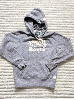 Roots Grey Crewneck Hoodie with White Logo